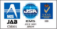 MS JAB CM001・JSA EMS JIS Q 14001:2004 JSAE314・UKAS MANAGEMENT SYSTEMES 089